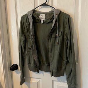 Bomber jacket/hoodie combo. Purchased from Tilly’s Size S